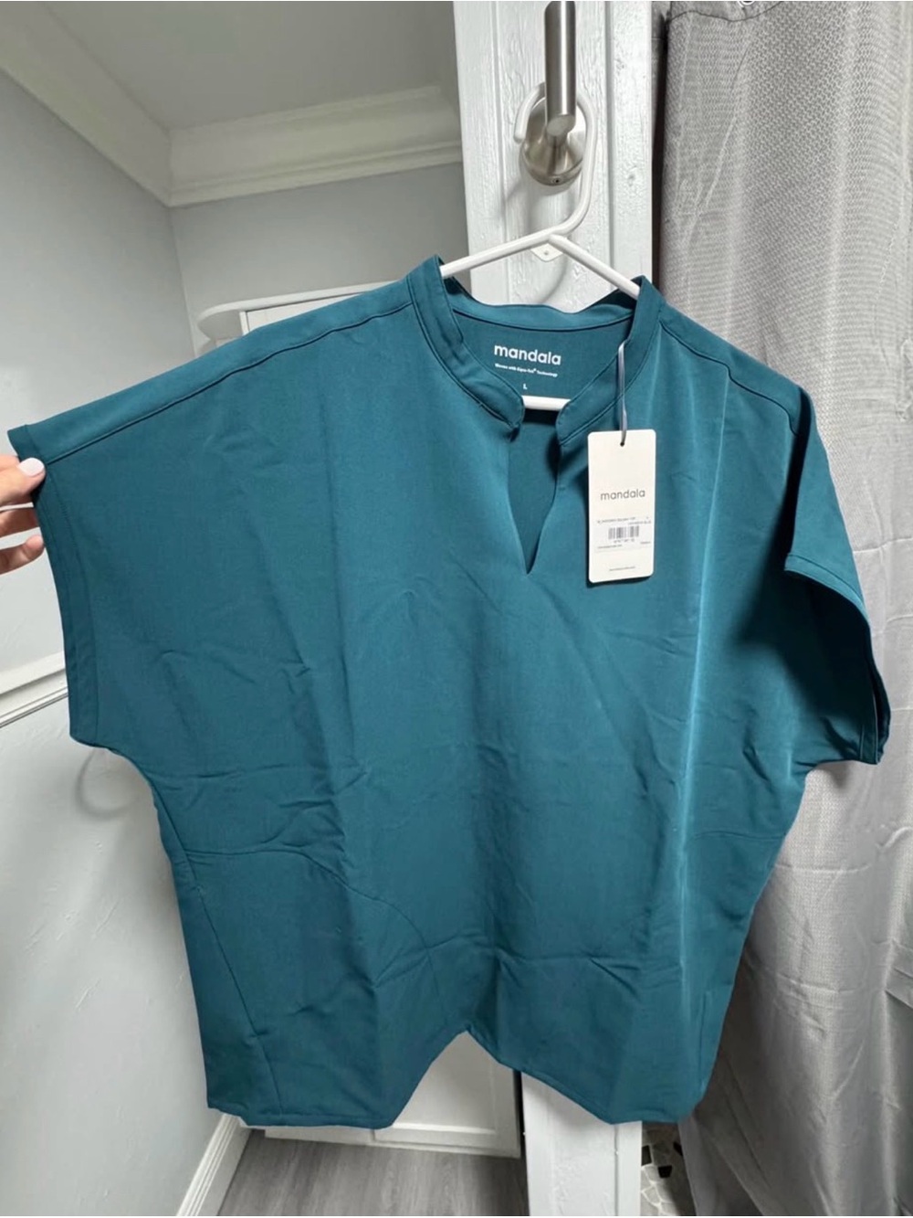 Mandala Womans Teal Scrub Top